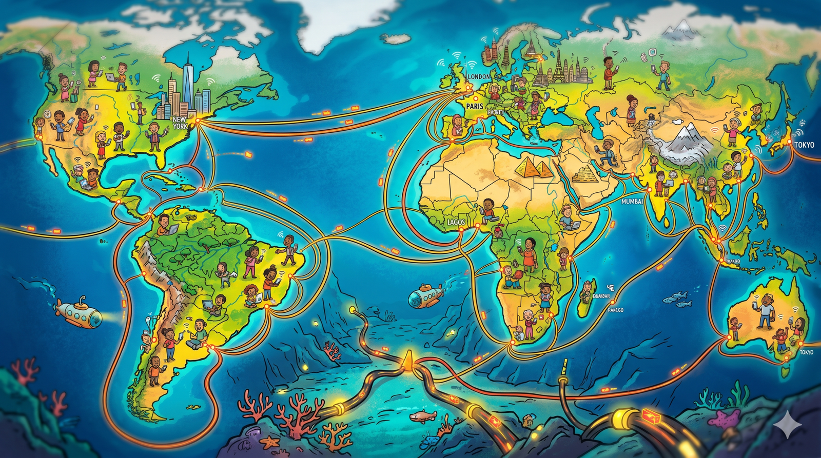 Ocean landscape representing the vast distance crossed by submarine cables