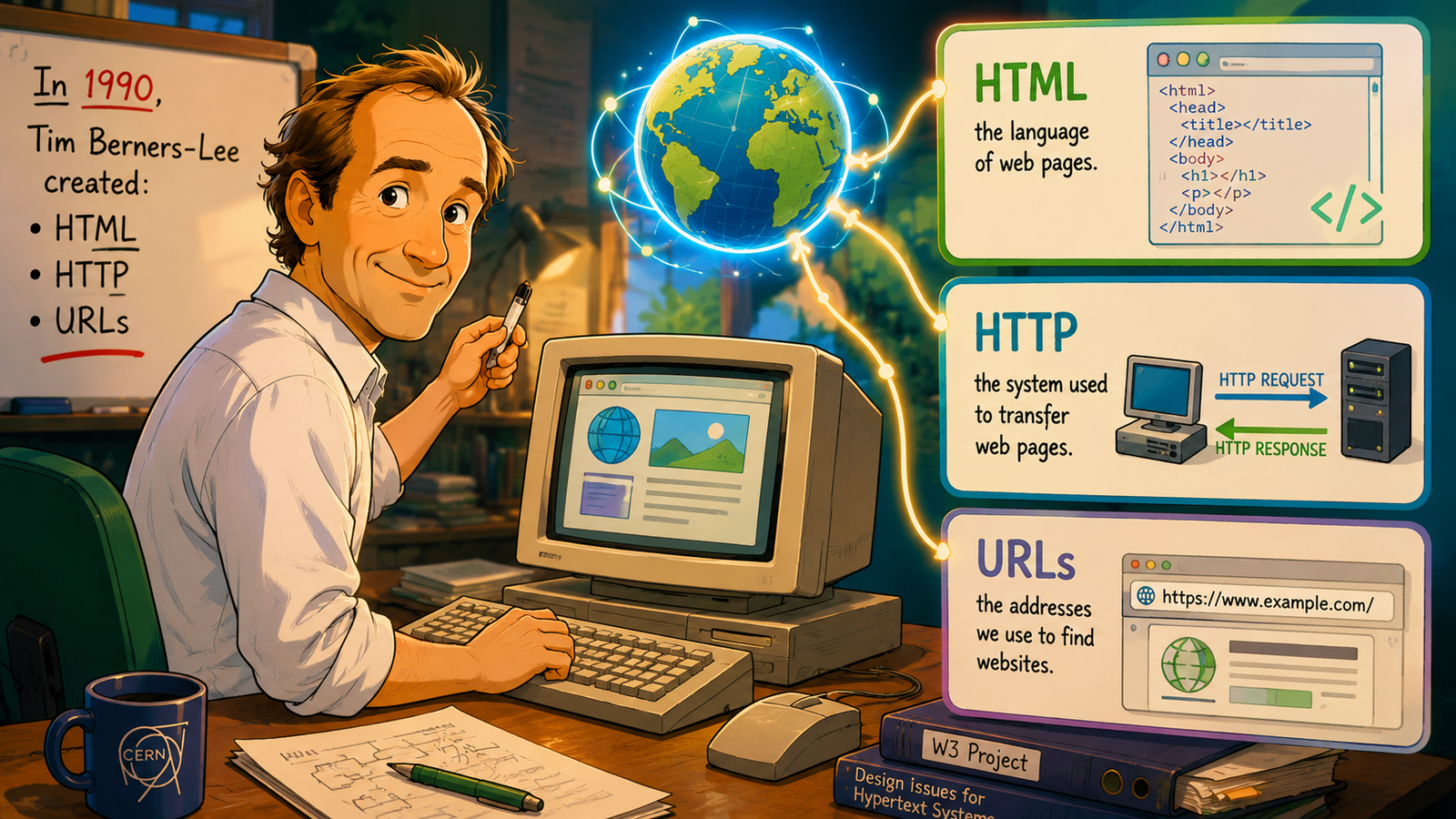 Digital network symbolizing connected web pages