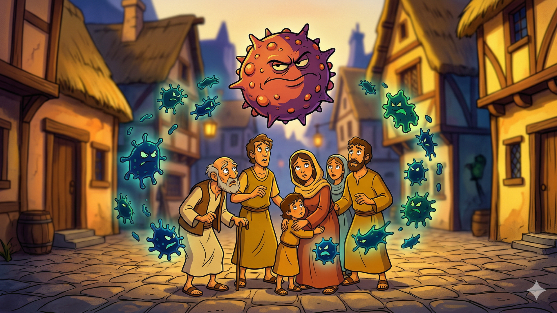 Illustration showing germs and diseases