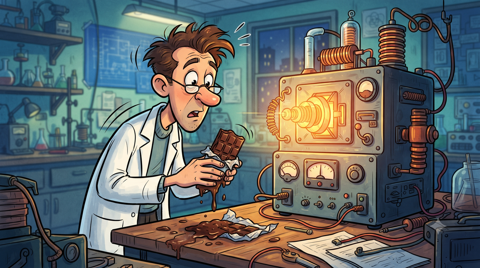 Percy Spencer working with magnetron technology