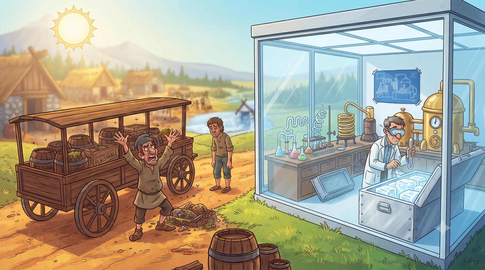 Early artificial refrigeration experiment