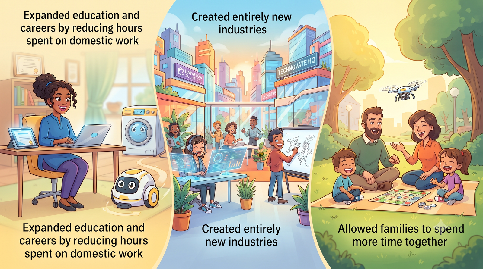 Families benefiting from modern household technology