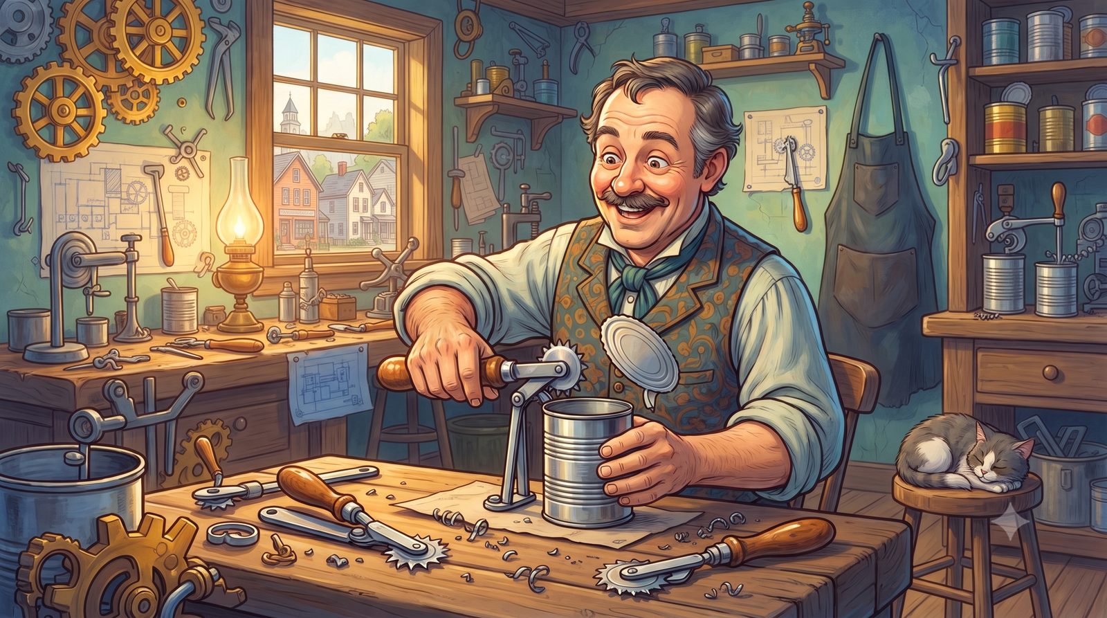 William Lyman and the rotating wheel can opener