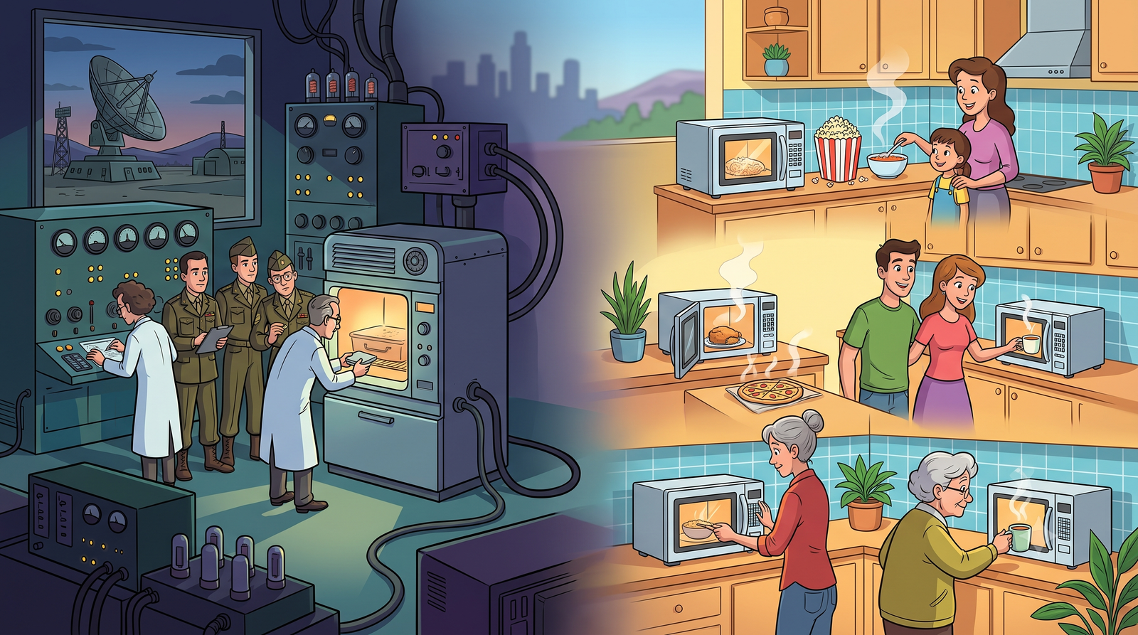 Evolution from early microwave technology to modern microwave ovens