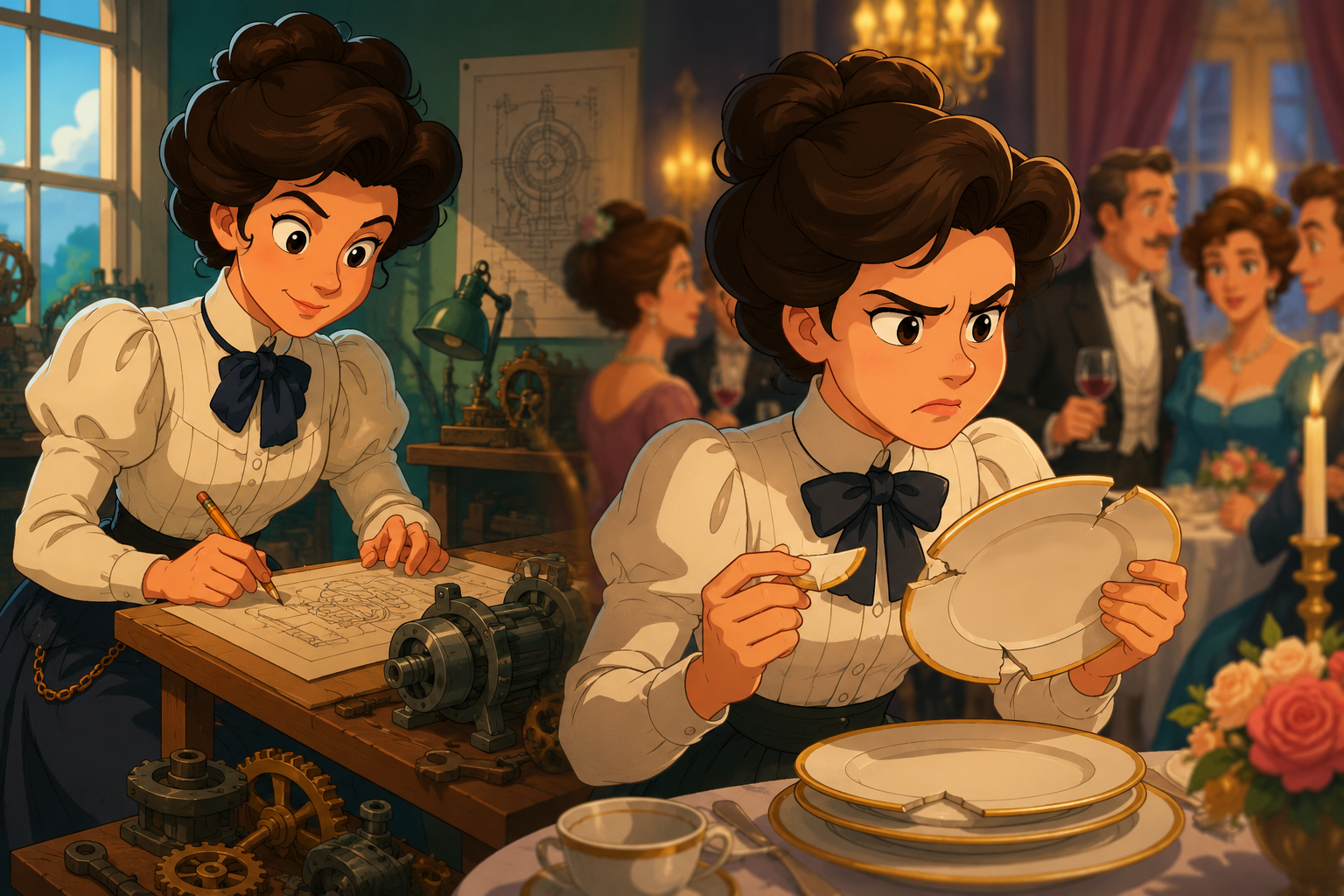 Josephine Cochrane portrait and early dishwasher design