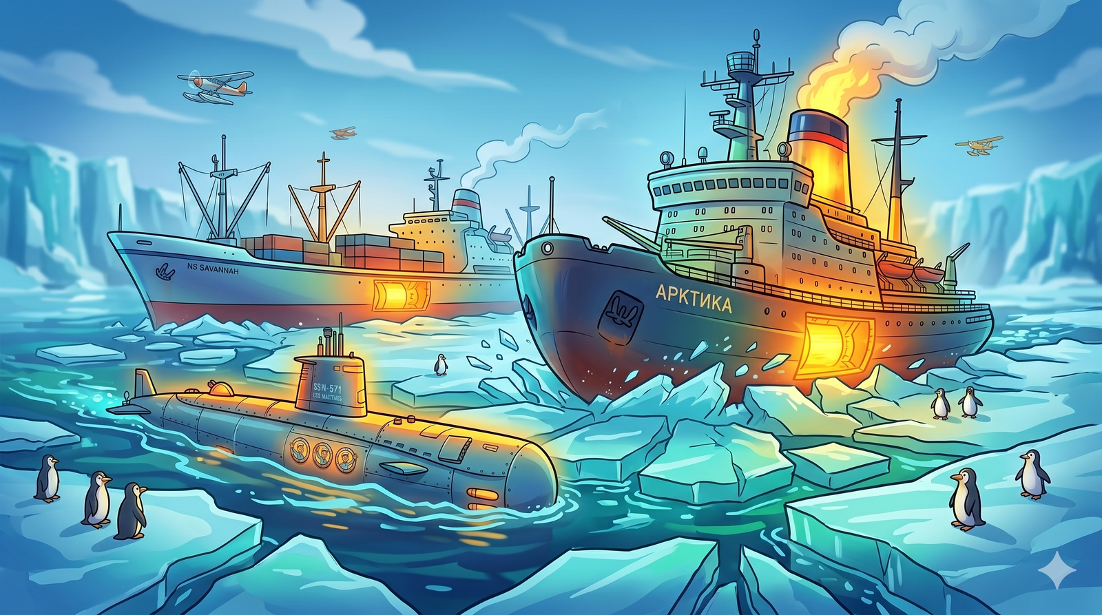 Nuclear submarine underwater