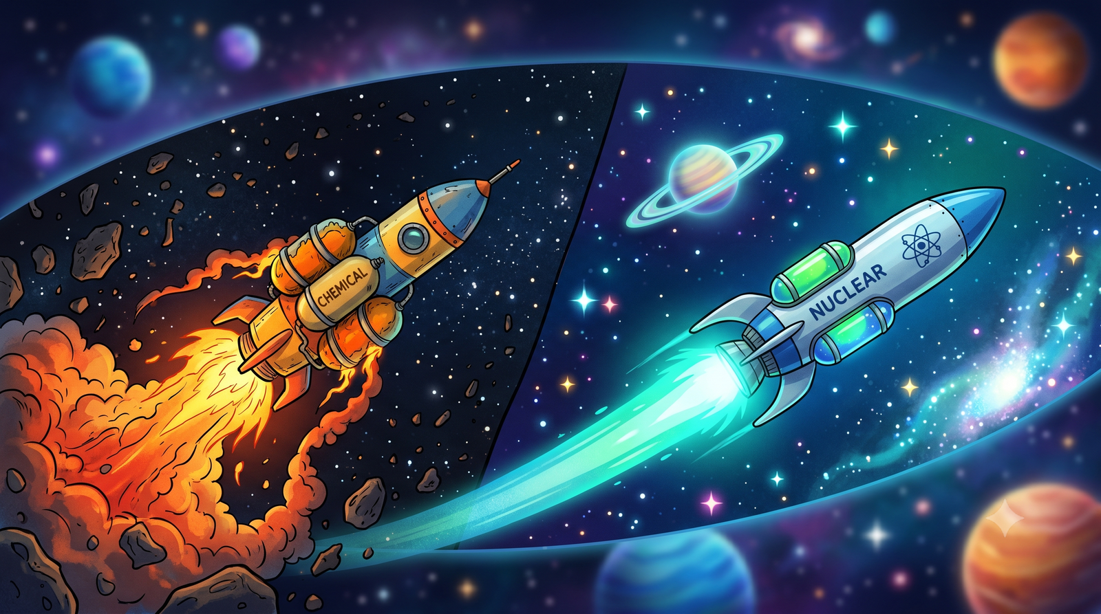 Nuclear rocket travelling through deep space