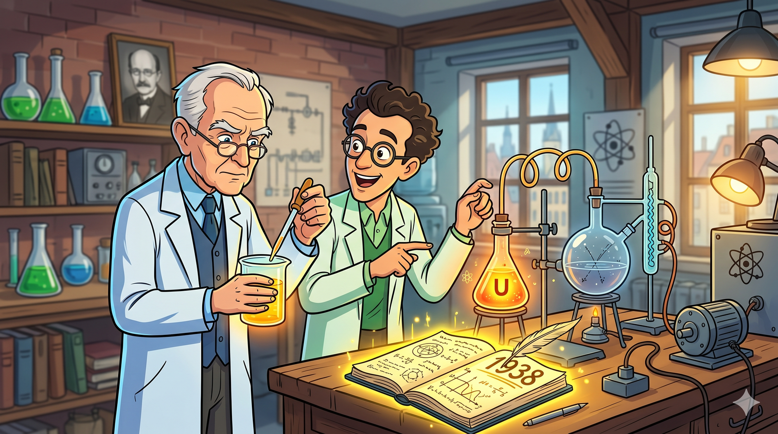 Scientists working on nuclear fission research
