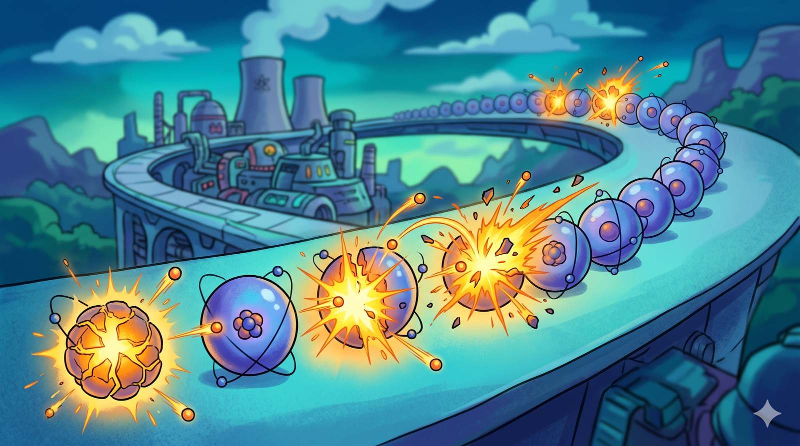 Nuclear chain reaction illustration