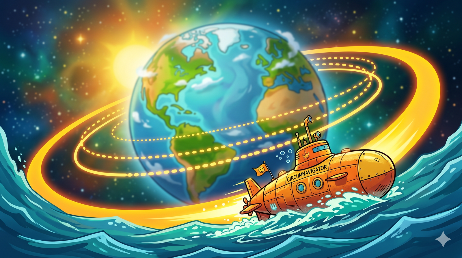 Nuclear powered submarine underwater