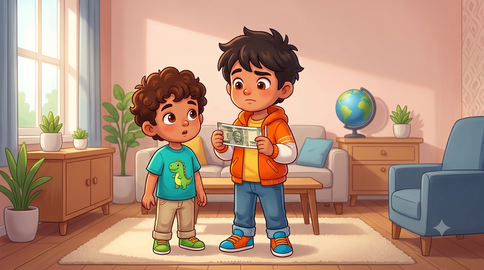 Two friends talking about what they have learned