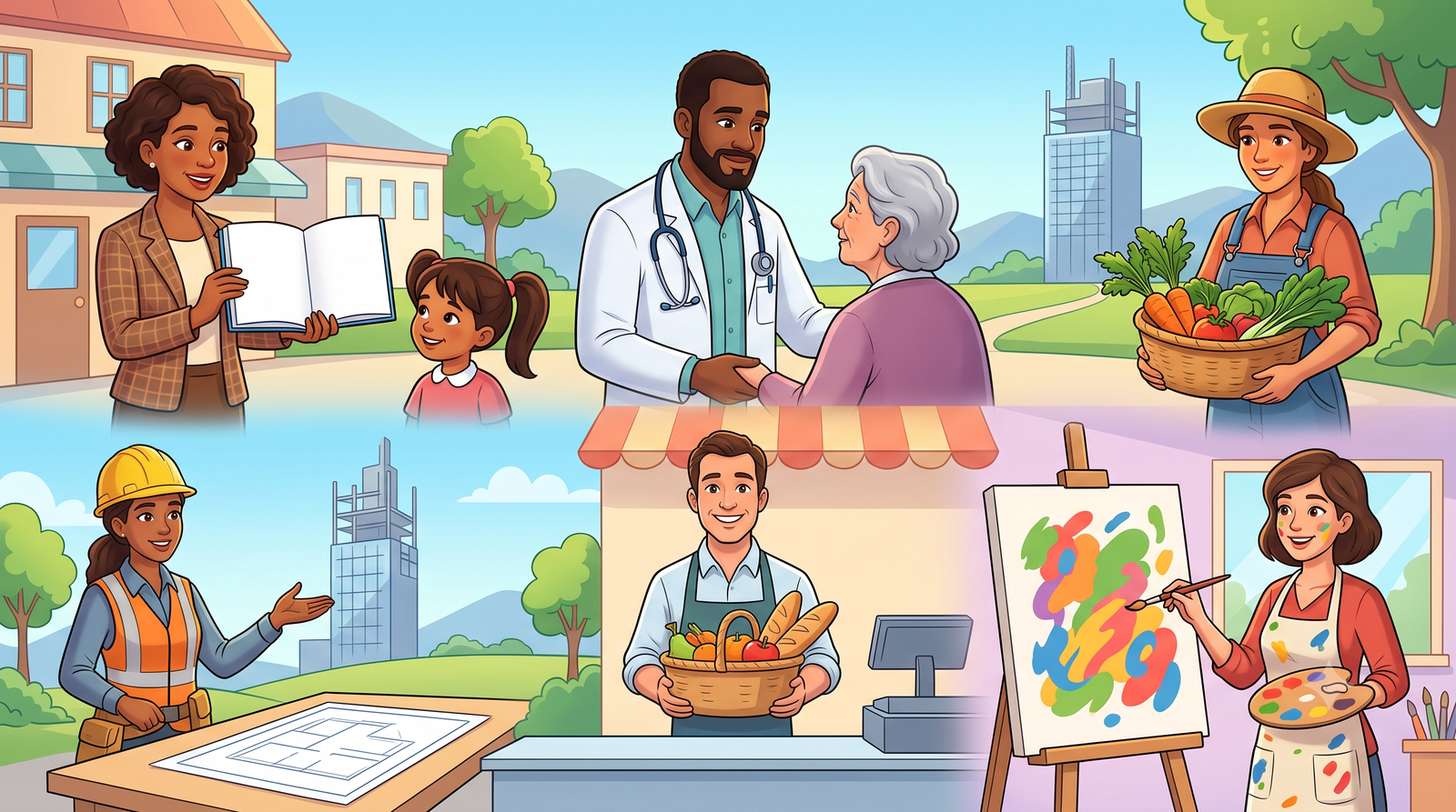 A colourful illustration representing future goals and new possibilities