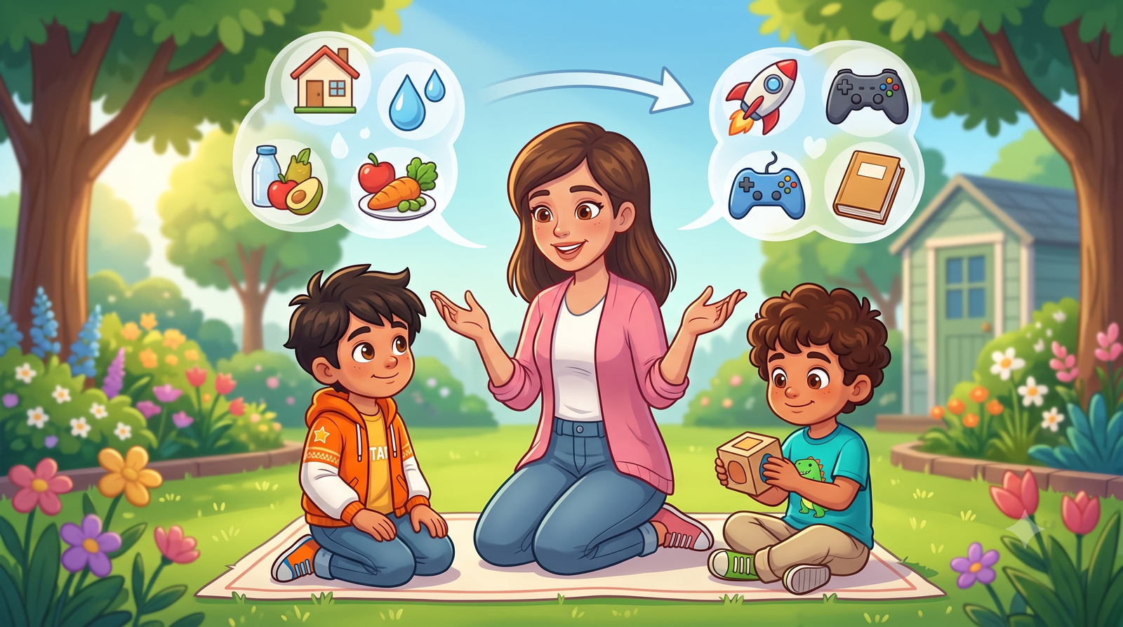 Adoo choosing a smaller puzzle after buying the family's needs