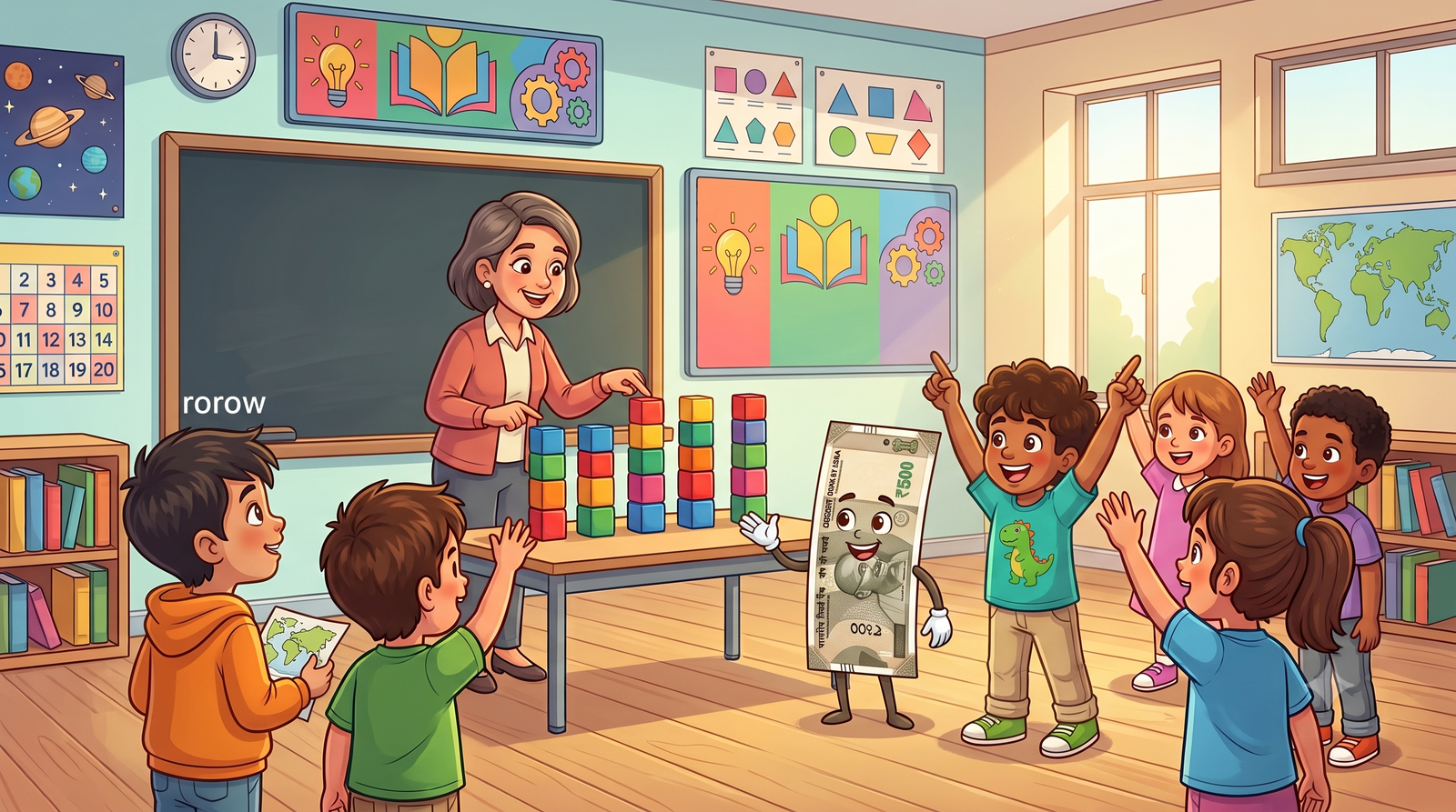 A teacher encouraging students and supporting their education