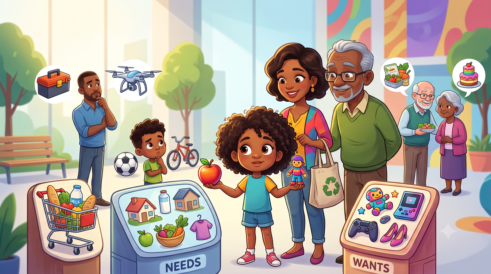 A child deciding what to buy with limited money